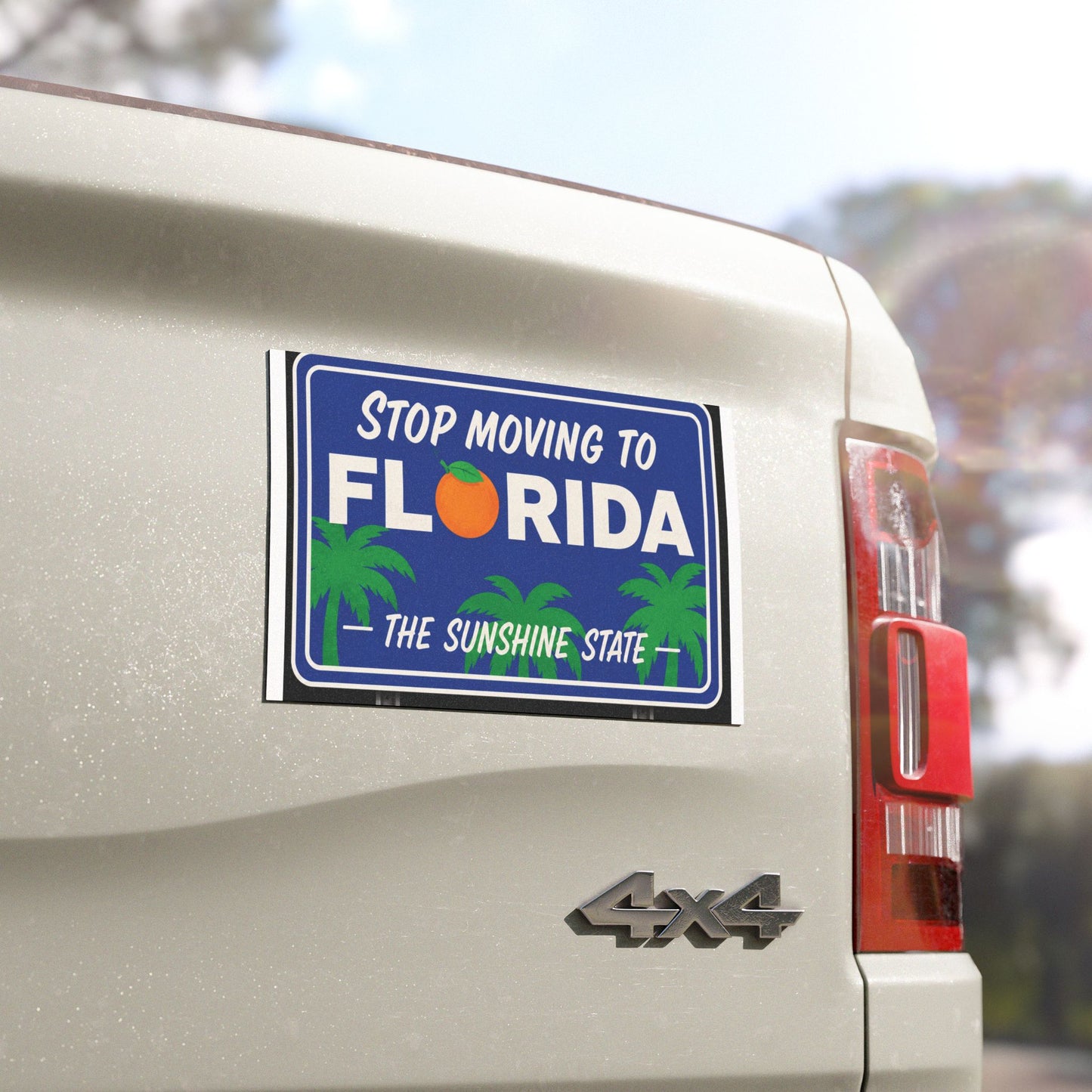 Car Magnet — "Stop Moving to Florida" Sunshine State License Plate Design