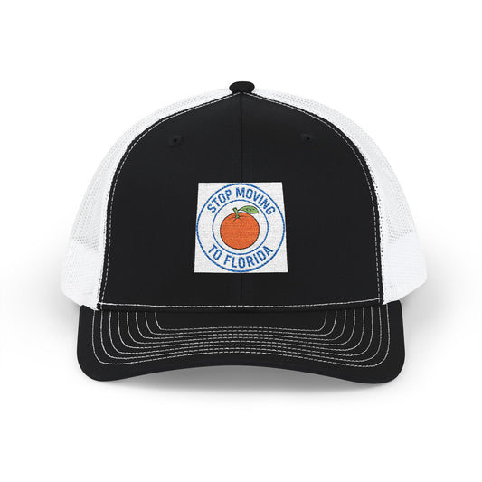 Florida Orange Patch Trucker Cap — Stop Moving to Florida Snapback