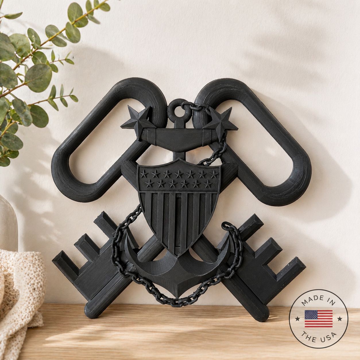 USCG / USN Master Chief Anchor Wall Art – SK LS Rating – 3D Printed Military Decor